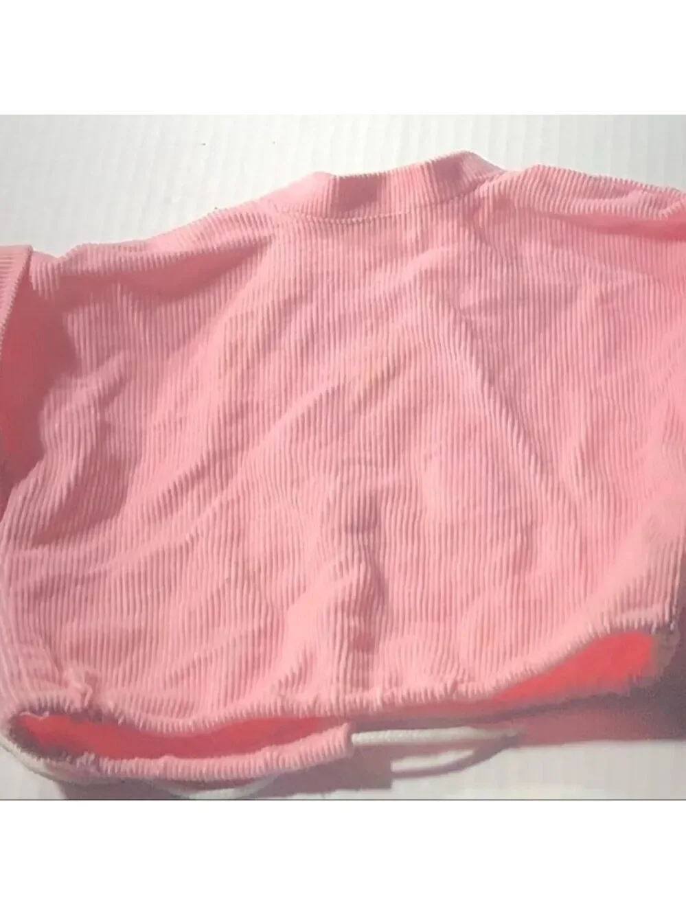 Vintage doll teddy bear outfit pink overalls floral shirt corduroy coat ruffles